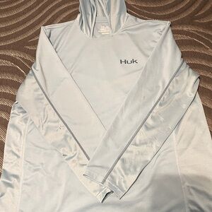 Huk long sleeve hoodie performance tshirt. Baby blue